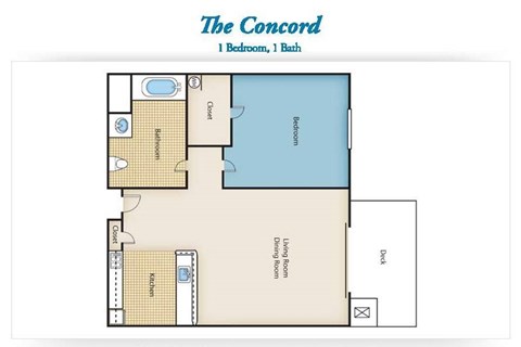 Floor plan for 1 bed, 1 bath
